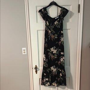 Reformation Butterfly Midi Floral Black Dress
